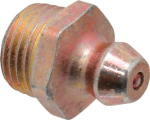 Alemite Straight Head Angle, 1/8 Taper Nickel/Copper Thread-Forming Grease Fitting 7/16" Hex, 0.62" Overall Height, Zinc Plated Finish 1720-B - 03244662