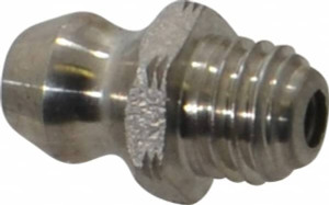 Alemite Straight Head Angle, 1/4-28 Taper Stainless Steel Standard Grease Fitting 5/16" Hex, 17/32" Overall Height, 3/16" Shank Length 1966-S - 03244860