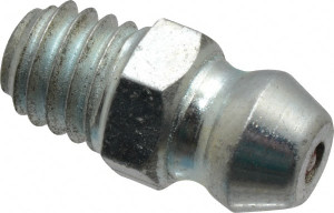 Alemite Straight Head Angle, M6x1.0 Metric Steel Standard Grease Fitting 7mm Hex, 1/4" Shank Length, 10,000 Operating psi, Zinc Plated Finish 2106 - 03245115