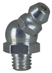 Alemite 45° Head Angle, M6x1.0 Metric Steel Standard Grease Fitting 10mm Hex, 7/32" Shank Length, 10,000 Operating psi, Zinc Plated Finish 2107 - 03245123