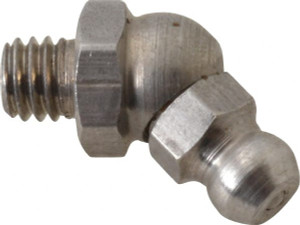 PROLUBE 45° Head Angle, M6x1.0 Metric Stainless Steel Standard Grease Fitting 9mm Hex, Zinc Plated Finish GFTSS/6/1/45-10 - 62088190