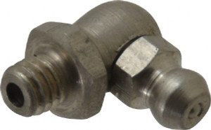 PROLUBE 90° Head Angle, M6x1.0 Metric Stainless Steel Standard Grease Fitting 9mm Hex, Zinc Plated Finish GFTSS/6/1/90-10 - 62088208