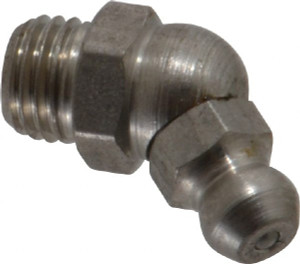 PROLUBE 45° Head Angle, M8x1.0 Metric Stainless Steel Standard Grease Fitting 9mm Hex GFTSS/8/1/45-10 - 62088224