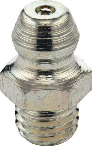 UMETA Straight Head Angle, M6x0.75 Metric Steel Standard Grease Fitting 7mm Hex, 15mm Overall Height, 5.5mm Shank Length, Zinc Plated Finish 1100703 - 39701495