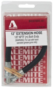 Alemite 12" Long, 6,000 psi Operating Pressure, Thermoplastic Grease Gun Hose 1/8 NPTF, 12,000 psi Burst Pressure B337595-A1 - 03243748