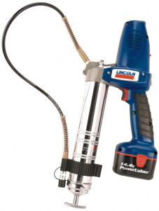 Lincoln 7,500 Max psi, Flexible Battery-Operated Grease Gun 18 oz Capacity, Includes 110 V One Hour Charger, 14.4 V Nicard Power Lube & Battery, 14.4 V Rechargeable Battery, Heavy Duty Carrying Case 1444 - 59546135
