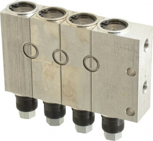 LDI Industries 0.16 cc Output per Cycle, 4 Outlet Central Lubrication System Air-Operated Pump 1" Wide x 4-3/64" High, Oil/Grease, 1/8-27 Outlet Thread, NPTF PMP100-04 - 84903236