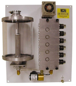 LDI Industries 14 Ounce Reservoir Capacity, 0.16 cc Output per Cycle, 4 Outlet Panel-Mounted Central Lubrication System Electric Pump 120 Volt, Grease, 1/8-27 Outlet Thread, NPTF PMP490-04 - 84903632