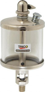 Trico 1 Outlet, Glass Bowl, 5 Ounce Manual-Adjustable Oil Reservoir 1/8 NPT Outlet, 2-5/8" Diam x 6-1/16" High 37015 - 09419508
