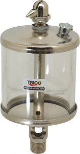 Trico 1 Outlet, Glass Bowl, 10 Ounce Manual-Adjustable Oil Reservoir 3/8 NPT Outlet, 3-1/8" Diam x 6-13/16" High 37019 - 09419581