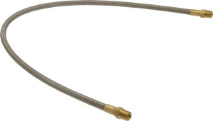Made in USA 24" OAL, 3/16" ID, 3,000 Max psi, Flexible Metal Hose Assembly 1/8" Fitting, Male Pipe x Male Pipe End Connections, Brass Fitting, 304 Stainless Steel Braid over PTFE Hose 03318631 - 03318631