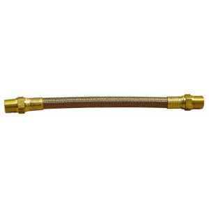 Made in USA 12" OAL, 7/8" ID, 1,000 Max psi, Flexible Metal Hose Assembly 1" Fitting, Male Pipe x Male Pipe End Connections, Brass Fitting, 304 Stainless Steel Braid over PTFE Hose 03318821 - 03318821