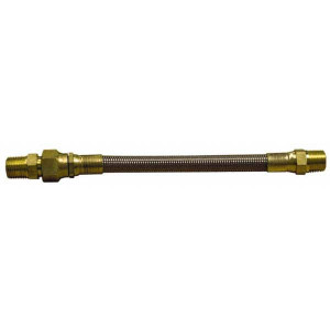 Made in USA 24" OAL, 5/16" ID, 2,500 Max psi, Flexible Metal Hose Assembly 3/8" Fitting, Male Pipe Union x Male Pipe End Connections, Stainless Steel Fitting, 304 Stainless Steel Braid over PTFE Hose 03318953 - 03318953