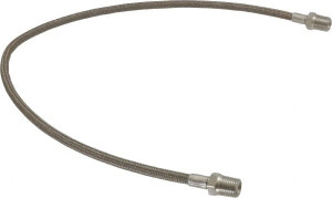 Made in USA 24" OAL, 1/4" ID, 3,000 Max psi, Flexible Metal Hose Assembly 1/4" Fitting, Male Coupling x Male Coupling End Connections, Stainless Steel Fitting, 304 Stainless Steel Braid over PTFE Hose 03319399 - 03319399