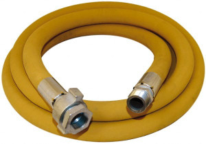 Alliance Hose & Rubber 1-1/2" ID x 2.05" OD 25 ft. Long Wire Braid Air Hose Male NPT x Female NPT Ground Joint Swivel Ends, 600 Working psi, -22 to 176°F, 1-1/2" Fitting, Yellow WBAM150-25MF - 79291910
