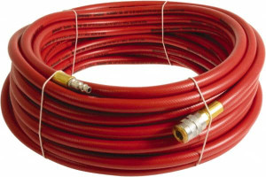Continental ContiTech 1/4" ID x 0.45" OD 15 ft. Long Multipurpose Air Hose Industrial Interchange Safety Coupler x Male Plug Ends, 300 Working psi, -10 to 158°F, 1/4" Fitting, Red PLR02530-15-51 - 55892921