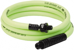 Legacy Manufacturing 3/8" ID x 0.61" OD 6 ft. Long Lead-In Whip Hose FNPT x MNPT Ball Swivel Ends, 300 Working psi, 140°, 1/4" Fitting, Green HFZ3806YW2B - 45655974