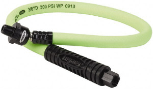 Legacy Manufacturing 3/8" ID x 0.61" OD 2 ft. Long Lead-In Whip Hose FNPT x MNPT Ball Swivel Ends, 300 Working psi, 140°, 1/4" Fitting, Green HFZ3802YW2B - 92021898
