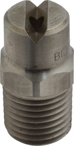 BETE Fog Nozzle 1/4" Pipe, 65° Spray Angle, Grade 303 Stainless Steel, Standard Fan Nozzle Male Connection, 4.74 Gal per min at 100 psi, 0.141" Orifice Diam 1/4NF3065@5 - 04403069