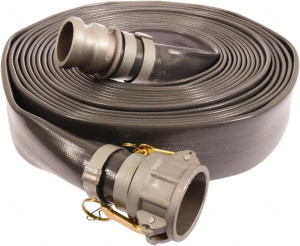 Continental ContiTech 2" ID x 2.22 OD, 80 Working psi, Gray Pliovic Hose, Lays Flat 25 ft. Long, -10 to 150°F DPA200-25CE-M - 69833812