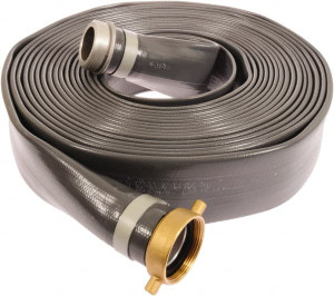 Continental ContiTech 1-1/2" ID x 1.72 OD, 90 Working psi, Gray Pliovic Hose, Lays Flat 25 ft. Long, -10 to 150°F DPA150-25MF-M - 69833986