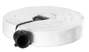 Made in USA 2-1/2" ID x 2-13/16" OD, 250 Working psi, White Polyester/Rubber Fire Hose, Single Jacket 2-1/2" NH/NST Ends, 50 ft. Long, -40 to 150°F,750 Burst psi 5P25X50W25N - 32139776