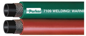 Parker Hannifin 3/8" Inside x 0.656" Outside Diam, Grade T Welding Hose Green & Red, 25 ft. Long, Twin Style, 200 psi Working Pressure 7109NLM-300 - 88581913 Parker Hannifin 3/8" Inside x 0.656" Outside Diam, Grade T Welding Hose Green & Red, 25 ft. Long, Twin Style, 200 psi Working Pressure 7109NLM-300 - 88581913