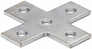 Cooper B-Line Zinc Plated Carbon Steel Flat Cross Strut Fitting 1/2" Bolt, 5 Holes, Used with Cooper B Line Channel & Strut (All Sizes Except B62 & B72) B132 ZN - 82610205