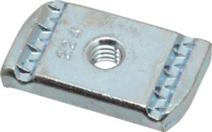 Cooper B-Line 1/4" Rod, Zinc Plated Carbon Steel Channel Strut Nut with O Spring 450 Lb Capacity, 1/4" Bolt, 1 Hole, Used with Cooper B Line B11, B12, B22, B24, B26 & B32 Channel & Strut N224WO ZN - 82610536