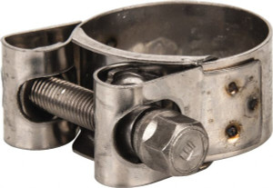 Mikalor 1-1/4" Hose, 0.78" Wide x 0.04" Thick, T-Bolt Hose Clamp 1.22 to 1.34" Diam, Stainless Steel 301308-3 - 74512575