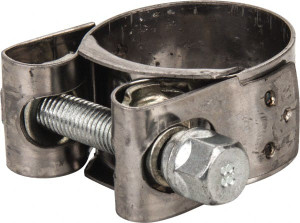 Mikalor 1-3/16" Hose, 0.78" Wide x 0.04" Thick, T-Bolt Hose Clamp 1.14 to 1.22" Diam, Stainless Steel Band, Housing & Zinc Plated Screw 301907-1 - 74512856