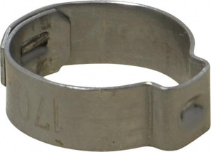 Oetiker 15.1 to 17mm, 1-Ear Clamp 11/16" Noml Size, 6mm Inner Width, 7mm Wide x 0.6mm Thick, Stainless Steel 15500009-100 - 48546121