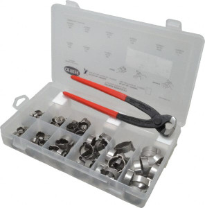 Oetiker 124 Piece, 5/16 to 1" Diam, 2-Ear Service Clamp Kit 123 Clamps & 1 Stainless Steel Standard Jaw Pincer 18500064 - 88634597