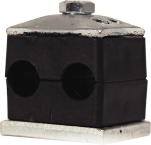 HYDAC Polypropylene Twin Vibration Control Clamp for 3/8" Pipe 2.17" Wide x 1.71" High x 1.18" Deep, Carbon Steel Plate, Weld Plate, Top Plate, Plastic Clamp Pair & Bolts 2210084 - 36204840