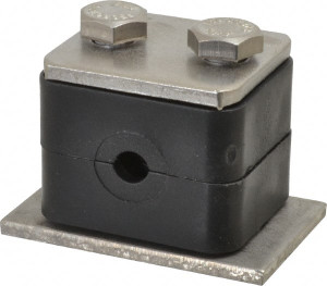 HYDAC Polypropylene Standard Duty Stainless Vibration Control Clamp for 1/4" Tube 1.42" Wide x 1.26" High x 1.18" Deep, Stainless Steel Plate, Weld Plate, Top Plate, Plastic Clamp Pair & Bolts 2209245 - 81920993