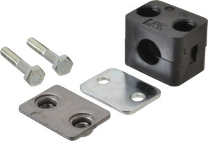 HYDAC Polypropylene Standard Duty Vibration Control Clamp for 3/8" Pipe 1.65" Wide x 1.53" High x 1.18" Deep, Carbon Steel Plate, Weld Plate, Top Plate, Plastic Clamp Pair & Bolts 2209319 - 81921116