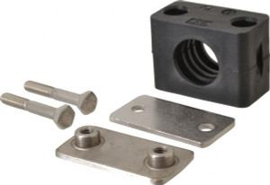 HYDAC Polypropylene Standard Duty Vibration Control Clamp for 3/4" Pipe 2.32" Wide x 1.89" High x 1.18" Deep, Stainless Steel Plate, Weld Plate, Top Plate, Plastic Clamp Pair & Bolts 2209458 - 81921207
