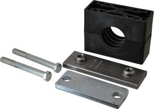 HYDAC Polypropylene Heavy Duty Vibration Control Clamp for 1-3/4" Tube 5.51" Wide x 4.33" High x 1.77" Deep, Carbon Steel Plate, Weld Plate, Top Plate, Plastic Clamp Pair & Bolts 2209926 - 81921884