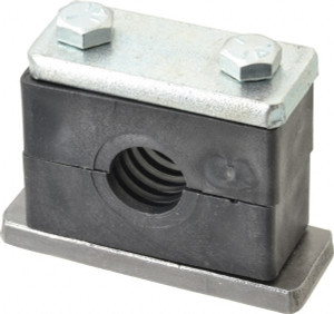 HYDAC Polypropylene Heavy Duty Vibration Control Clamp for 1/2" Pipe 3.35" Wide x 2.52" High x 1.18" Deep, Carbon Steel Plate, Weld Plate, Top Plate, Plastic Clamp Pair & Bolts 2209716 - 81921991