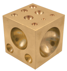 Precise 2" x 2" x 2" Dapping Block Square With Brass 4-40mm Cavities - 8606-3410