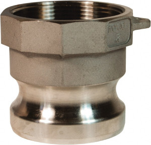 Dixon Valve & Coupling 1-1/4" x 1-1/4" Cam & Groove Male Adapter Female NPT Thread Part A, Stainless Steel, 250 Max psi, for Suction & Discharge Hose 125-A-SS - 35126341