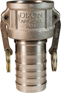 Dixon Valve & Coupling 3/4" Cam & Groove Female Coupler Hose Shank Part C, Stainless Steel, 250 Max psi, for Suction & Discharge Hose 75-C-SS - 46848479