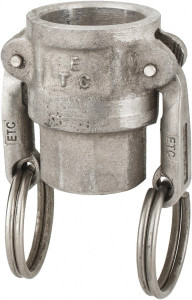 EVER-TITE Coupling 3/4" x 1/2" Cam & Groove Female Coupler Female NPT Thread Part D, Aluminum, 250 Max psi, for Suction & Discharge Hose 30705DAL - 48483291