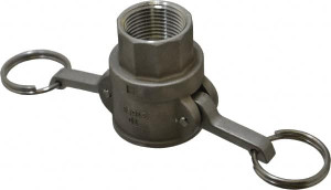 EVER-TITE Coupling 1" x 1" Cam & Groove Female Coupler Female NPT Thread Part D, Stainless Steel, 250 Max psi, for Suction & Discharge Hose 310DSS - 48492383