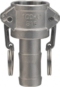 Value Collection 2" Cam & Groove Female Coupler Hose Shank Part C, Stainless Steel, 1,000 Max psi, for Suction & Discharge Hose WS-HF-CAM-087 - 44795094