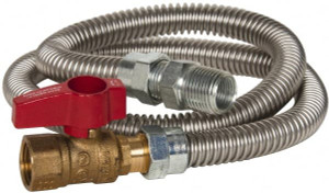Dormont 1/2" Inlet, 1/2" Outlet MIP x FIP with Straight Ball Valve Gas Connector 36" Long, 3/8" Hose ID 20-3135-36 - 37029162