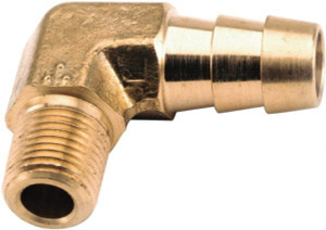 Anderson Metals 3/8 NPT Thread Hose Barb x Male NPT 90° Elbow 3/8" ID Hose, Lead Free Brass 757020-0606 - 55538763