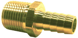 CerroBrass Barbed Hose Fittings, Fitting Type: Male Connector, Type: Hose Barb x Male NPT, Hose Inside Diameter (Inch): 5/8, Material: Brass, Thread Type: NPTF, Thread Size: 3/4 P-201A-10E - 48755631