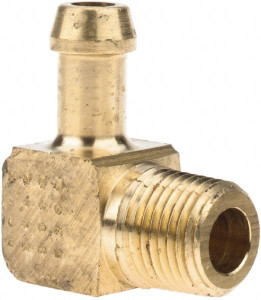 Eaton 1/8 NPTF Barb x MNPTF 90° Male Elbow 1/4" Hose Diam, Brass 05704B-C02 - 88688007