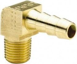 Parker Hannifin 3/4 NPTF Thread Hose Barb x Male NPT 90° Elbow 3/4" ID Hose, Brass 129HB-12-12 - 01045749